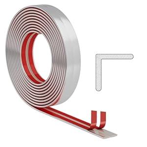 Umedol 26 Feet Flexible Wall Corner Protector Trim Molding 0.8 in Width Peel and Stick Molding 90° Inside & Outside Corner Guards Trim for Tile and Wall Edges Gaps, Furniture and Wall Repair-Silver
