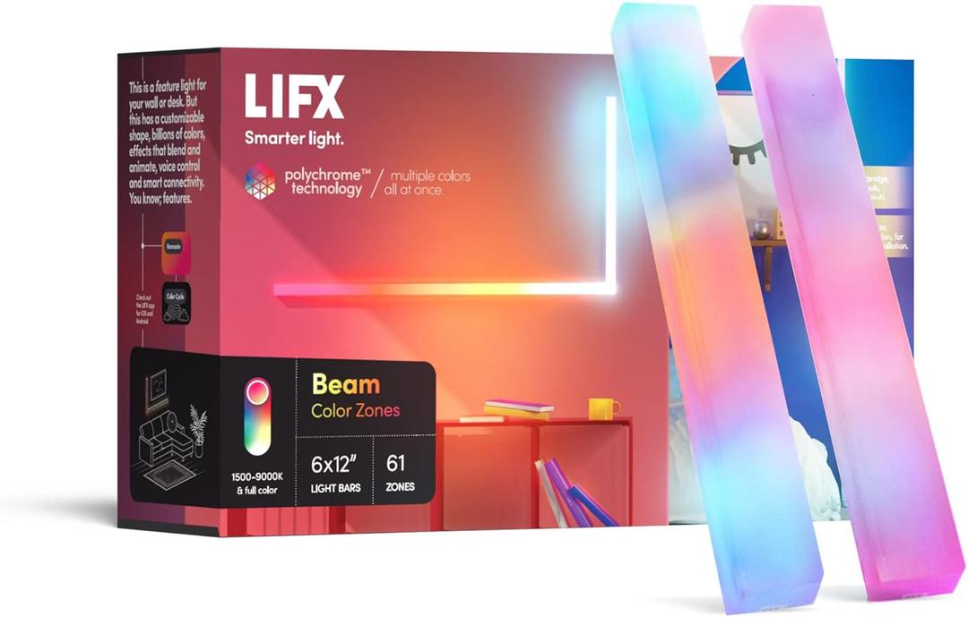 LIFX Beam Smart Light Bar 6 Piece Kit (L3BEAMKITUS), Multicolor, 6 Count, 33 Watts