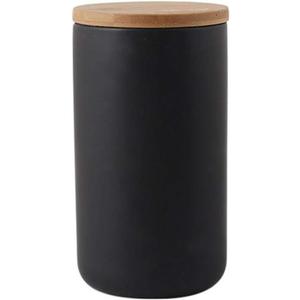 MilkyWay Food Storage Jar Strong Ceramic Storage Canisters with Airtight Seal Bamboo Lid Modern Design Seal Damp-Proof Kitchen Jar for Coffee, Tea, Spice and More (Black(L: 34 oz/1000ml))