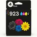 Amazink 4 Pack Ink Cartridge Compatible with HP 923XL 923. Includes Black, Cyan, Magenta and Yellow Cartridges. 923e Works with Printers OfficeJet 8120, 8130, OfficeJet Pro 8135e, 8138e, 8122e.