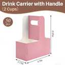 50 Pack 2 Cup Drink Carrier with Handle 2 or 4 Cup Kraft Paperboard Drink Cup Carrier Portable for Delivery Coffee Beverage Cup Holder Valentine Decor