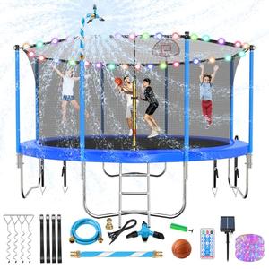 Upgraded Trampoline Outdoor with Basketball Hoop and Net, Capacity for 4-6 Kids