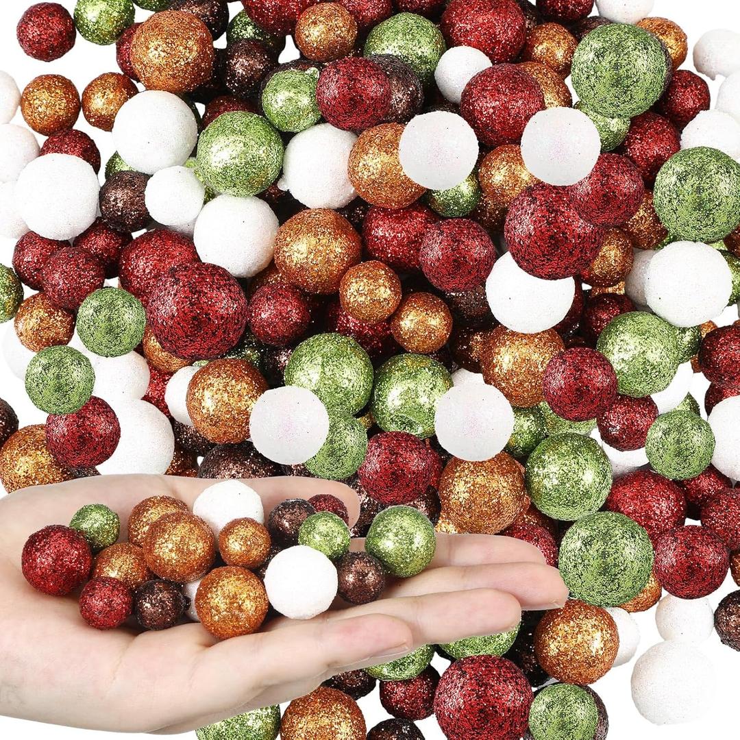 Pangda 200 Pcs Valentine's Day Multi Colored Foam Balls St. Patrick's Day Glitter Vase Fillers 5 Colors Holiday Decorative Balls Ornaments Party Decor for DIY Craft(Elegant Color)