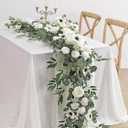 MISSPIN 8FT Eucalyptus and Willow Leaf Garland with Artificial Flowers Fake Flower Peony Rose Vine Greenery Decorative Wall Hanging Plant for Spring Wedding Arch Backdrop Door Arrangement Party Decor (White)