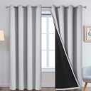 Yakamok 84 Inch Long 100% Blackout Curtains for Bedroom, 2 Thick Layers Thermal Insulated Grommet Total Blackout Drapes with Black Liner for Living Room (52Wx84L,Light Grey, 2 Panels)