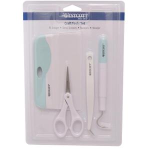 Westcott 00502 Die Cutting Crafting Tools Set with Crafting Tweezers, Detail Scissors, XL Scraper and Weeder Tool, 4 Piece