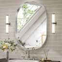 Brightify Silver Oval Mirror for Bathroom 24x36 Inch, Matte Silver Vanity Mirrors Metal Frame, Wall Mounted Mirror for Bedroom Dress Room Wall Decorative Hang Vertical and Horizontal