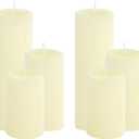 6-Pack Ivory Pillar Candles Bulk Set - Assorted 3 Sizes (3, 4, 6 Inch, 2 Each), Long-Lasting Dripless, Unscented & Smokeless Hurricane Candles for Wedding, Dinner Party & Romantic Atmosphere.