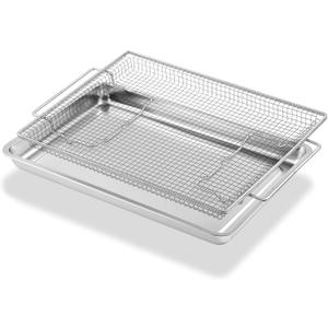 Upgraded Air Fryer Tray Replacement Parts for Samsung GE Oven Parts 304 Stainless Steel Air Fryer Basket NX-AA5000RS Air Fryer Rack 20.4 x 13.4 IN Air Fryer Tray Pan Samsung 30" Range Oven Rack, 20.4L x 13.4W air fryer basket