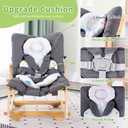 MallBest 3-in-1 Baby Rocker Chair with Double Cushions, for 0-12 Months, Adjustable Wooden Infant Rocker with Removable Cushion and 5-Point Harness for Infant to Toddler（Grey）
