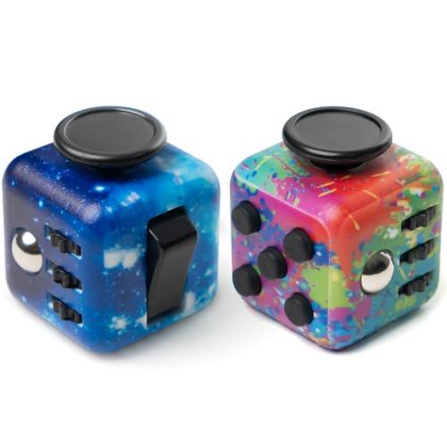 2 Pcs VYOTP Fidget Toys for Kids and Adults Stress Relief Cubes Sensory Toys Portable Calming Fidget Toy Cube for Focus Relaxing Home Office Classroom Travel Birthday Gift