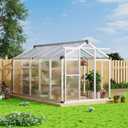 6x10 FT Greenhouse for Outdoors, Large Aluminum Greenhouses with Roof Vent, Polycarbonate Aluminum Greenhouse Heavy Duty, Walk-in Green Houses for Winter Garden, Backyard, Patio, Lawn, Easy Assembly