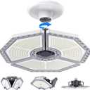 KERNOWO LED Garage Lights, 140W 18500 Lumens Garage Lighting, 6000K Daylight with Deformable Three Panel Ceiling Light Fixture E26/E27 Triple Glow LED Shop Light for Basement Workshop Warehouse