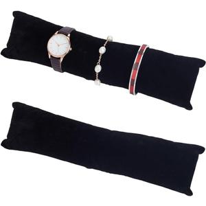AHANDMAKER 2Pcs Long Watch Pillows, 11 x 2 Inch Black Velvet Bracelet Pillows Watch Organizer Stand Bangle Holder Cushions Jewelry Storage Holders for Show