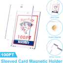 25-Pack Sleeved Card Magnetic Holders - 100pt Magnetic Card Case, Fits Sleeved Card First, One Touch Card Holder, Inner Size 2.63″×3.70″, Clear Hard Case for Trading Cards, Sports Card, Games Cards