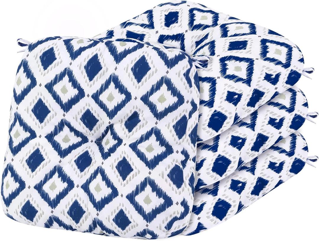 Outdoor Chair Cushions, Outdoor Seat Cushions for Patio Furniture Waterproof with Ties, Replacement Tufted Patio Chair Pads, 19x19x5 inches Set of 4