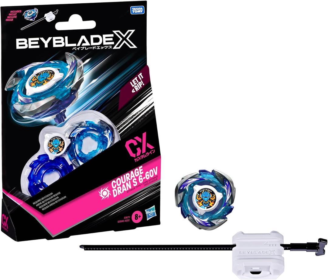 Bey Blade X Courage Dran S 6-60V CX Starter Pack Set, Attack Type Top and Launcher; Authentic Takara Tomy Battle Tops Games, Toys for Boys and Girls 8+