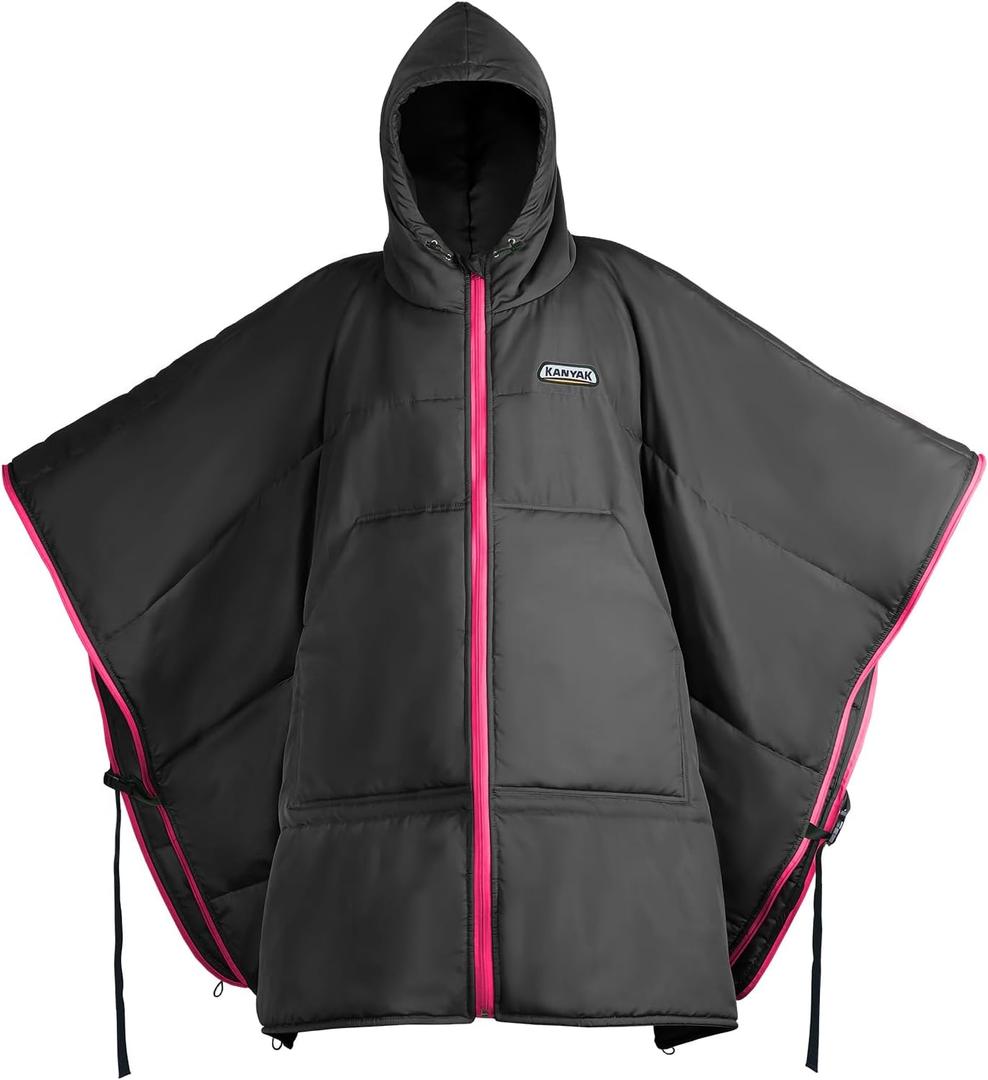 Camping Blanket Poncho, Large Wearable Blankets, 75 x 55 inch Cape, Windproof & Water-Repellent, Portable & Warm, for Outdoor, Sports, Travel, Car