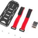 RC Battery Mounting Plate Set, RC Battery Tray with Electricity Tester, Carbon Fiber Batteries Mount Plate with Strap Replacement for SCX10 1/10 Crawler Car, 6x2.4x0.6in