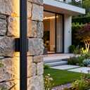 Aipsun 2 Packs Outdoor Wall Sconce, 3000K 4000K 6000K, 31.5in Modern Black Exterior Light, Long LED Linear Wall Light Outside Lighting for Entrance, Hallway, Garage, Porch(3CCT)