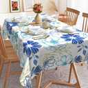 Hexagram Floral Tablecloth 60x120 Inch Summer Rectangle Table Cloth Farmhouse Season for Home Picnic Kitchen Dining Party Decorations