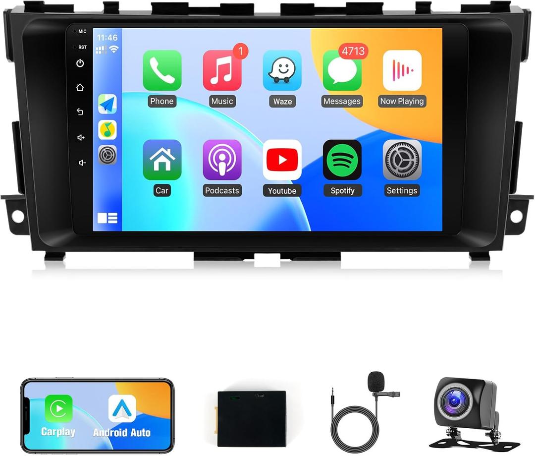 Naifay Car Stereo Radio for Nissan Altima 2013 2014 2015 2016 2017 2018, 9inch IPS Touch Screen for Nissan Altima Radio with Carplay Android Auto/Bluetooth/GPS/WiFi/Backup Camera/SWC + MIC Can Bus