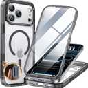 Miracase Magnetic for iPhone 17 Pro Case 6.3" [Compatible with MagSafe] Full-Body Phone Case with Built-in Glass Screen Protector & Camera Control,Drop Proof iPhone 17 Pro Cover, Clear Black