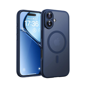 TOCOL for 17 Case, Full Camera Protection, Built-in Magnetic Ring, Compatible with Magsafe Charger, Drop Protection, Translucent Matte Phone Case for 17 6.3 inch (Dark Blue)