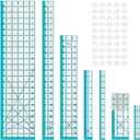 Acrylic Ruler 7 Piece Set, Non Slip Rings 50 Pieces, Quilting Rulers, Size (6"x24"), (2"x24"), (3"x18"), (3"x8"), (1.5"x12"), (1"x12"), (1"x6") (Blue-7 Piece Set)