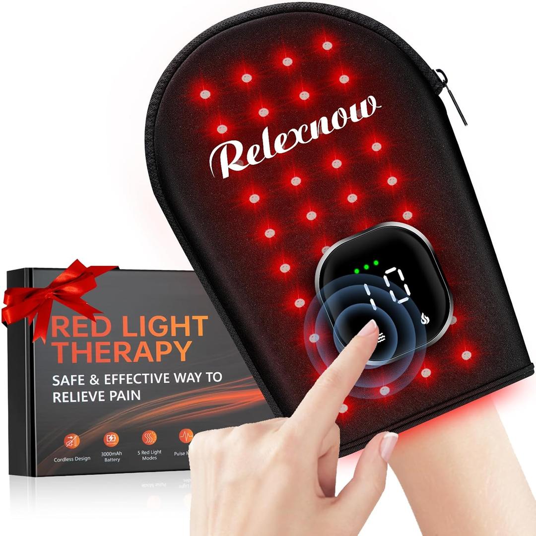Cordless Red Light Therapy for Hand Pain Relief with 660nm Red 850nm Infrared Light, Dual-Sided 80 Beads Near Infrared Light Therapy Glove for Hand Fingers Wrist Joint Pain Relief