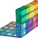 Candywood Rainbow Acrylic Gem Cubes Blocks Children Educational Sensory Training Crystal Toys Baby Learn Color Light Shadow Stacking Toys (20-Pcs)