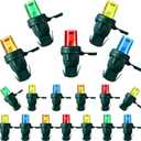 Honoson LED 5 mm Christmas String Lights Replacement Bulbs LED Wide Angle Wire Light Set Indoor Outdoor Home Decor Festival Decorations for Xmas Tree Lights(Multicolor Bulb,60 Count) (Green Base with Multicolor Bulb)