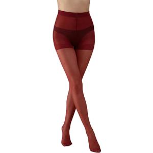 WDIRARA Women's Sheer Tight High Waisted Stockings Party Club Pantyhose (Large, Red)