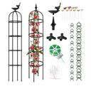 2 Pack Garden Obelisk Trellis for Climbing Plants Outdoor 6.6ft - 78", Rustproof PE Coated Metal Plant Cages & Supports, Heavy Duty Round Garden Trellis for Indoor Flowers, Pots, Vines