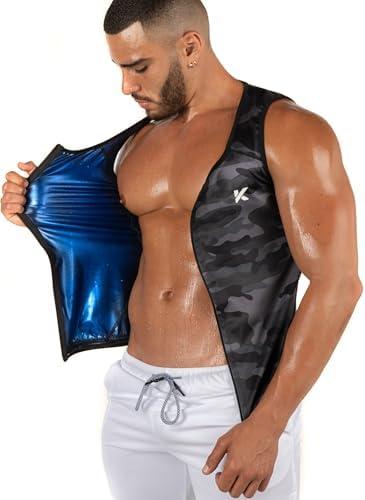 Kewlioo Men's Heat Trapping Zipper Sweat Enhancing Vest - Sauna Suit Shirt Compression Vest Shapewear Top for Gym Exercise 2XL/3XL