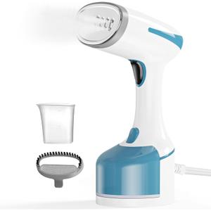 DBC 1500W Steamer for Clothes With 250ml Water Tank, 20S Fast Heat-up Portable Handheld Garment, 2 in 1 Fabric Wrinkle Remover and Clothing Iron with Brush - Blue