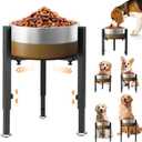 Single Upgrade Metal Dog Feeder Supports, 4 Adjustable Heights 8-14.5" Width 7-10.6", Non-Slip and No Spill Raised Pet Bow Holder for Small Medium Large Dogs(Bowl Not Included)