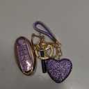 Key Fob Cover with Diamond Keychain, Car Key Holder Compatible with Nissan Altima Rogue Sentra Pathfinder Frontier Maxima Titan Murano Kicks Juke Versa Armada GTR 5 Buttons, (Purple-Heart)