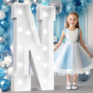 Ledido 4FT Marquee Light Up Letters N, Easy to Assemble Cool White Marquee Letters 4 Feet Tall for Indoor & Outdoor Events, Large Lighted Letter for Birthday Graduation Baby Shower Party Decorations