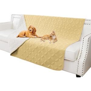 Waterproof Dog Blanket, 52x82 inches Pet Couch Covers for Sofa, Bed Furniture Protector from Dogs Washable and Reversible-Sand+Cream