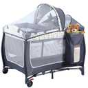 4 in 1 Pack and Play,Foldable Baby Playard with Changing Table,Travel Crib for Infants & Toddlers,Portable Playpen with Breathable Mesh,Wheels & Storage Bag,Grey