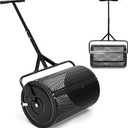 Hiboom 36 Inch Compost Spreader, Peat Moss Spreader, Manure Roller with Adjustable T Shaped Handle, Lightweight Metal Mesh for Lawn Garden Spreading Manure Topsoil (Black)