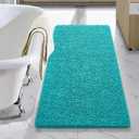 LOCHAS Luxury Bathroom Rug Shaggy Bath Mat 24 x 44 Inch, Washable Non Slip Bath Rugs for Bathroom Shower, Soft Plush Chenille Absorbent Carpets Mats, Teal Blue