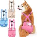Idepet Female Dog Diapers with Suspender Detachable, 3 Pack Washable Reusable Girl Doggie Diapers for Small Medium Female Dog in Heat Period Cycle Urinary Incontinence Training L