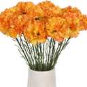 Vintage Carnations 12PCS Artificial Silk Flowers for Wedding Bouquets, Bridal, Home Table Centerpieces, Floral Arrangements (Orange)