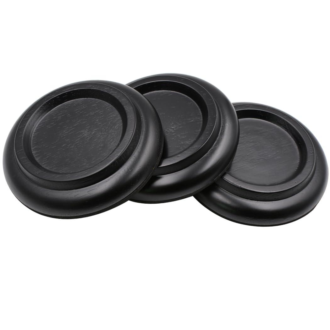 Piano Caster Cups Grand Piano Caster Cups Piano Leg Hardwood Cups Pads for Grand Piano (Wood Black, Set of 3)
