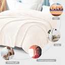 Exclusivo Mezcla Fleece Blanket Queen Size for Bed, Soft Fuzzy Plush Warm Lightweight Jacquard Flannel Blankets for Women, 90x90 Inches, Off White