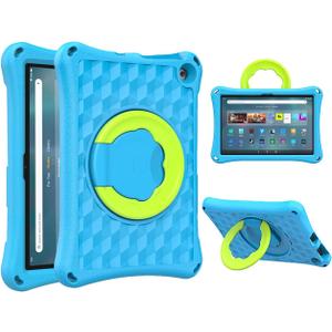 Fire HD 10 Tablet Case for Kids (13th/11th Generation, 2023/2021 Release), Rotating 360 Kickstand Lightweight Shockproof Handle Kids Case Un Fit for HTC 10 Tablet iPad Samsung LG Tablets, Blue