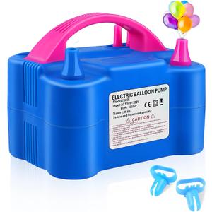 Balloon Pump Electric,110V 600W Balloon Blower Inflator Dual Nozzle Air Pump Balloons Inflator for Decoration, Party, Sport,Gifts:2 Balloon Tying Tools (Blue)