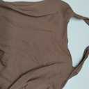 SUUKSESS Women Padded Halter Sports Bra Backless Longline Workout Crop Tank Tops (Brown, L)